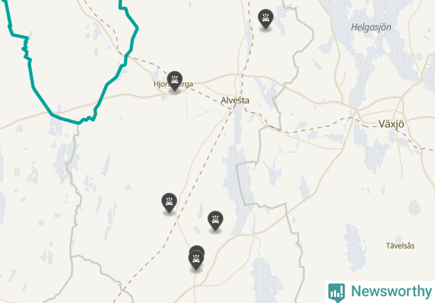 Karta över Alvesta kommun
