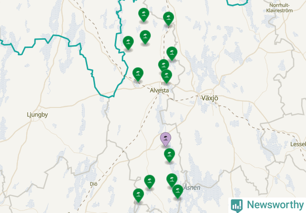 Karta över Alvesta kommun