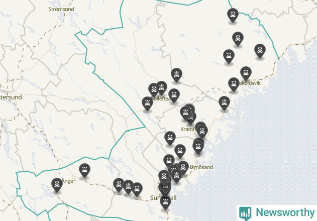 Karta över Västernorrlands län