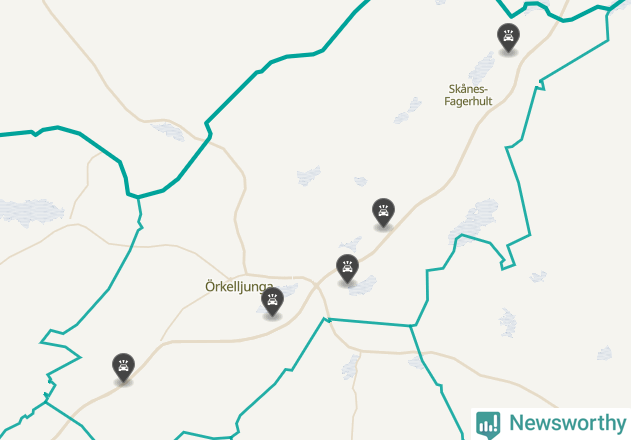 Karta över viltolyckor i Örkelljunga kommun