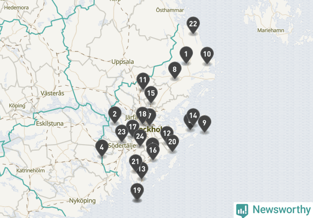 Karta över väderstationer i artikeln