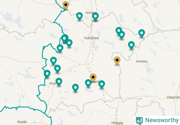 Karta över Hultsfreds kommun