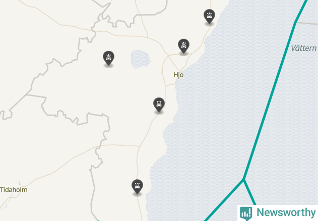 Karta över viltolyckor i Hjo kommun