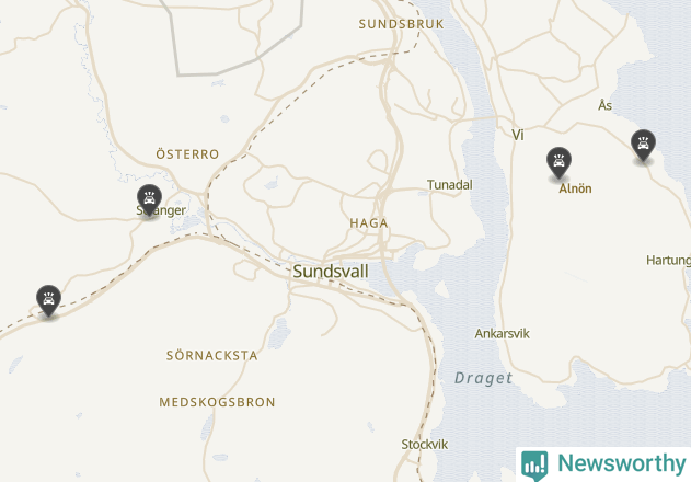 Karta över viltolyckor i Sundsvalls kommun