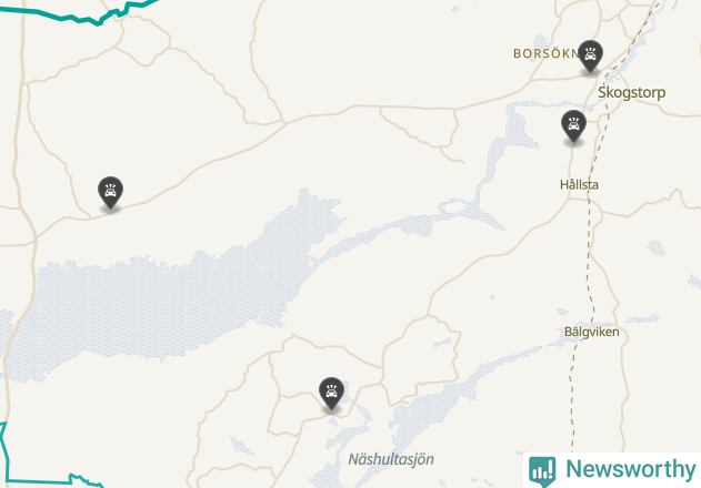 Karta över viltolyckor i Eskilstuna kommun