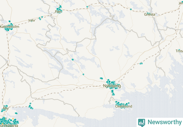 Karta över Nyköpings kommun