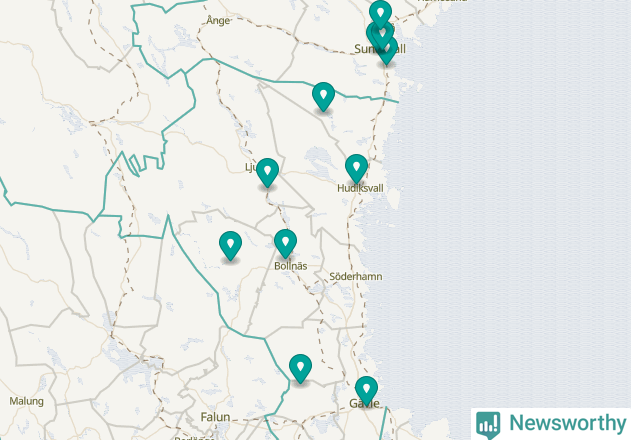 Karta över Hudiksvalls kommun