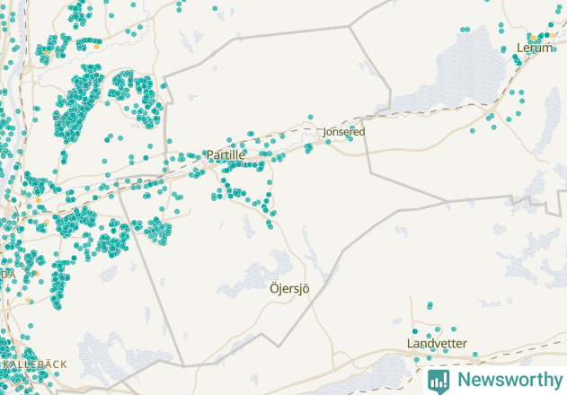 Karta över Partille kommun