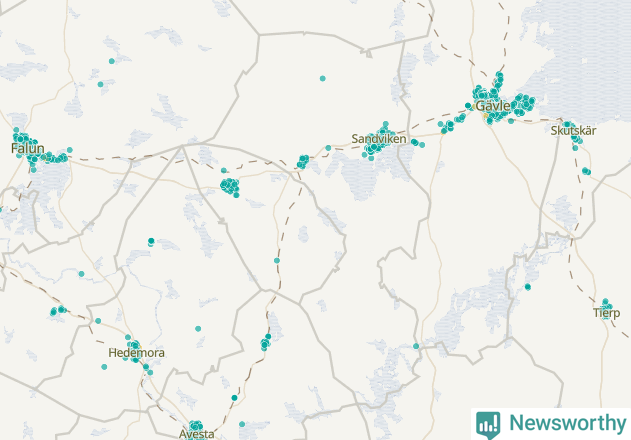 Karta över Sandvikens kommun