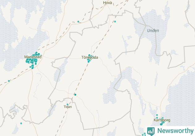 Karta över Töreboda kommun