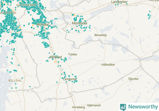 Karta över Mölndals kommun
