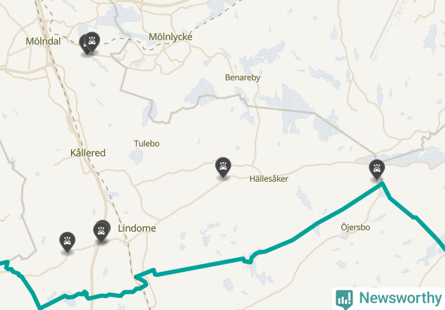 Karta över viltolyckor i Mölndals kommun