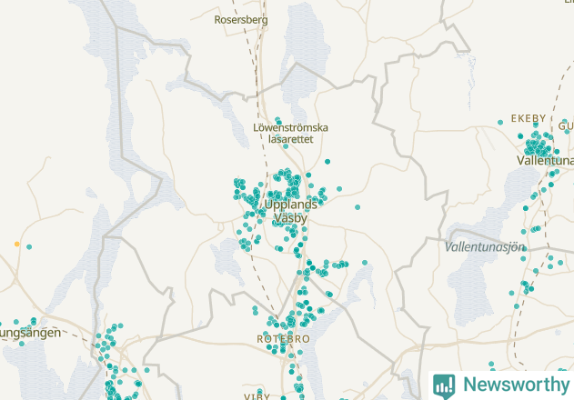 Karta över Upplands Väsby kommun