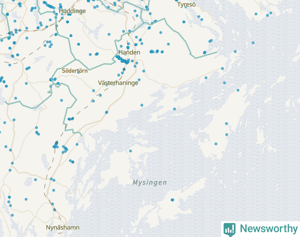 Karta över Haninge kommun