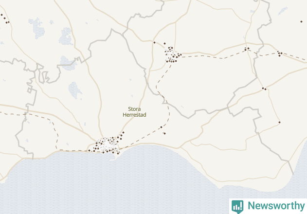 Karta över Ystads kommun