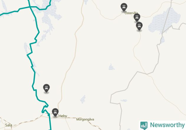 Karta över viltolyckor i Heby kommun