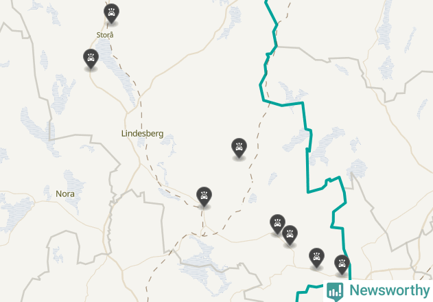 Karta över viltolyckor i Lindesbergs kommun