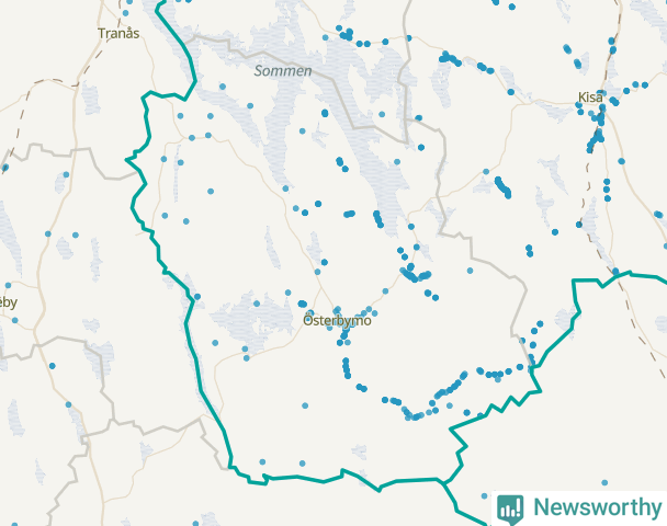 Karta över Ydre kommun