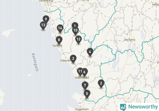 Karta över väderstationer i artikeln