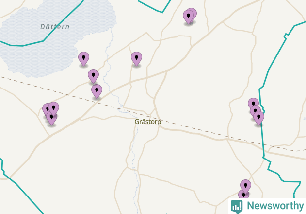 Karta över vindkraftverk i Grästorps kommun
