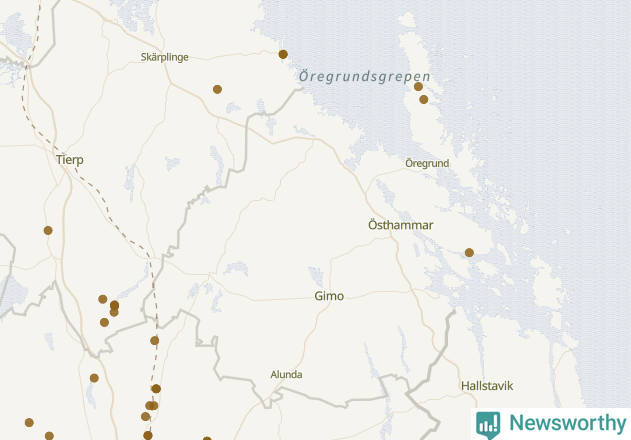 Karta över Östhammars kommun