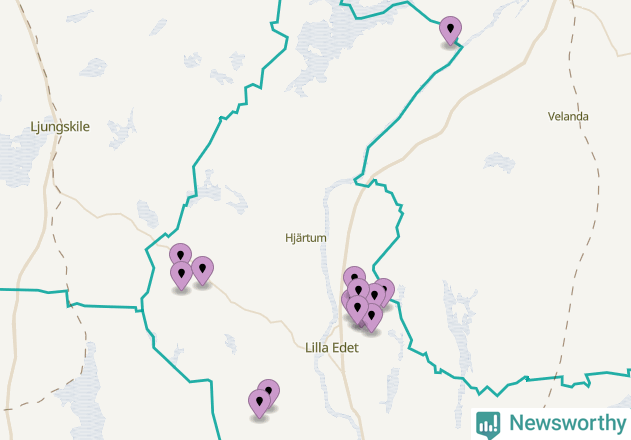 Karta över vindkraftverk i Lilla Edets kommun