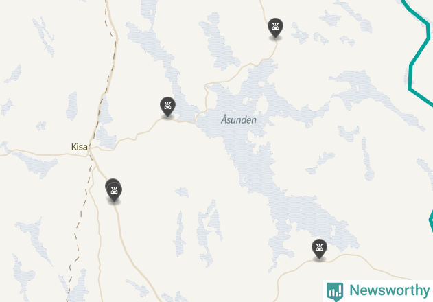 Karta över viltolyckor i Kinda kommun