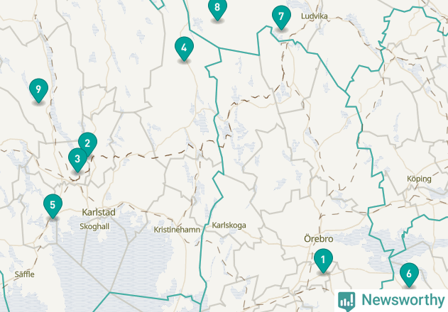 Karta över Karlskoga kommun