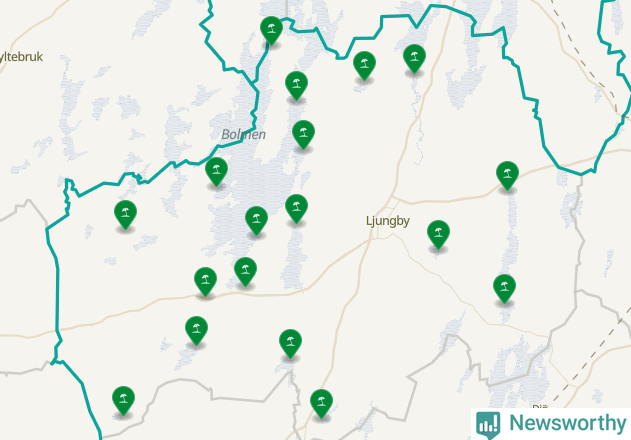 Karta över Ljungby kommun