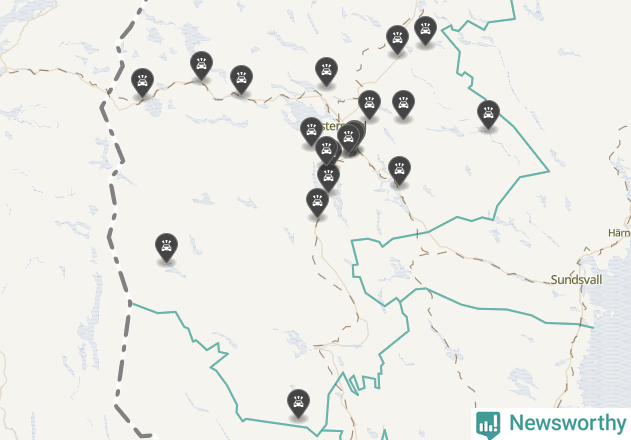 Karta över Jämtlands län