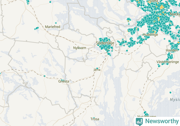 Karta över Södertälje kommun