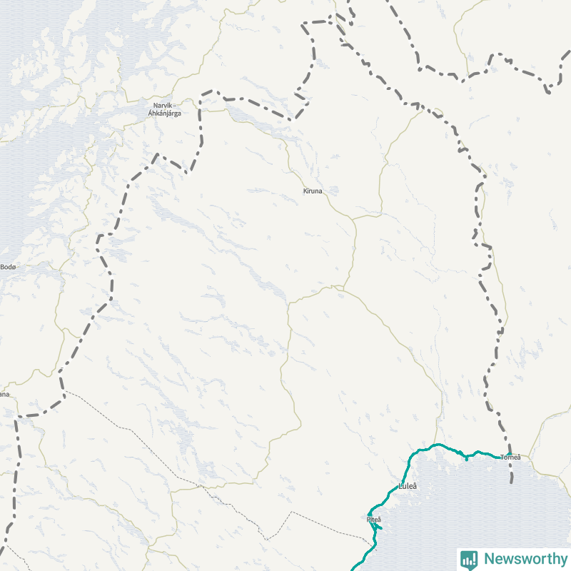 Karta som visas var lastbilarna får köra i Norrbottens län