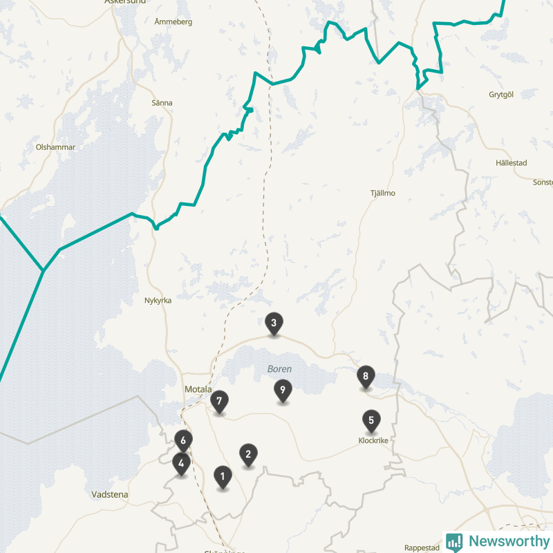 Karta över Motala kommun