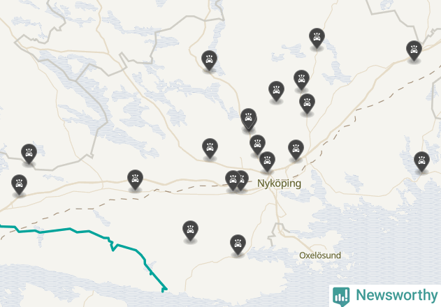 Karta över viltolyckor i Nyköpings kommun