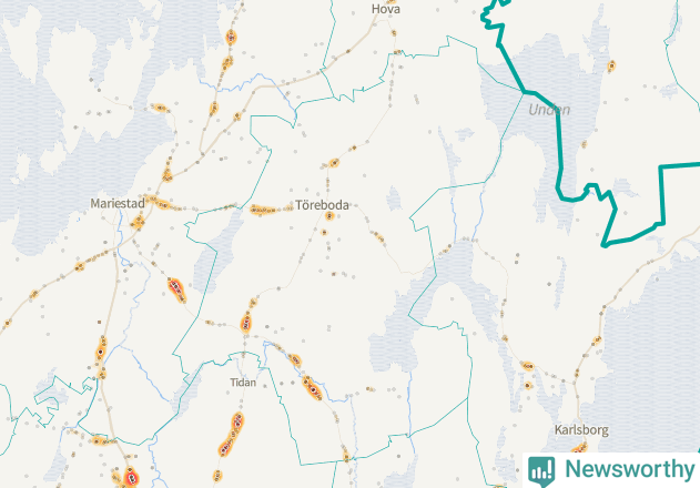 Karta över Töreboda kommun