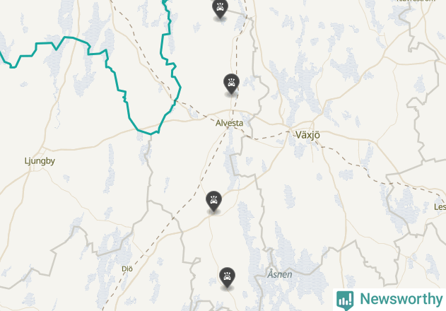 Karta över viltolyckor i Alvesta kommun