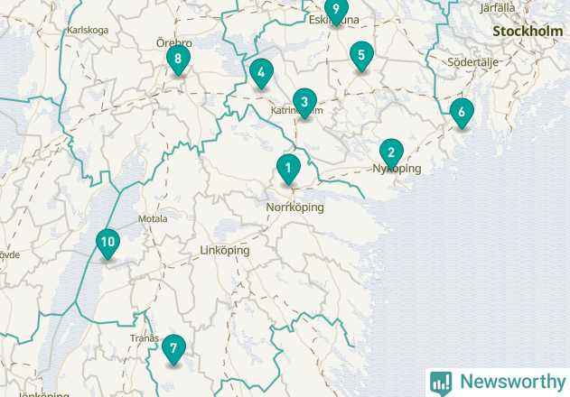 Karta över Söderköpings kommun