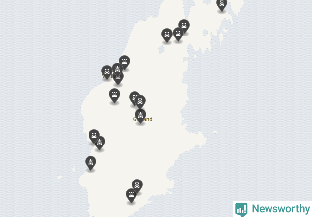 Karta över viltolyckor i Gotlands kommun