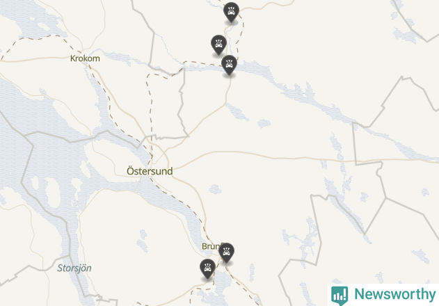 Karta över viltolyckor i Östersunds kommun