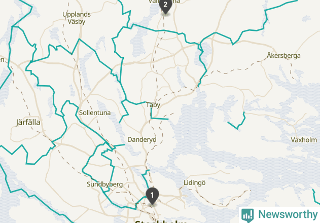 Karta över väderstationer i artikeln