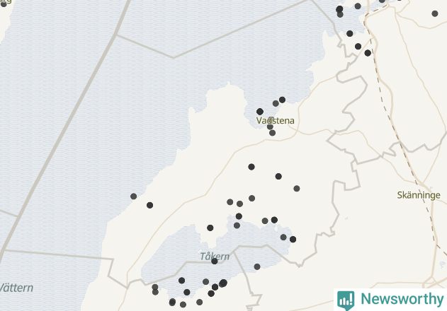 Karta över Vadstena kommun