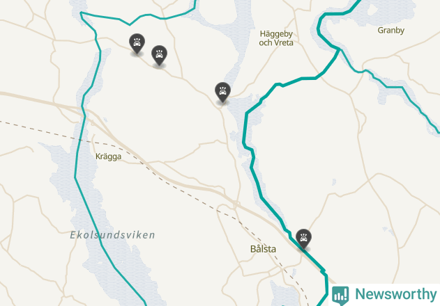 Karta över viltolyckor i Håbo kommun