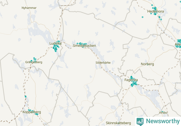 Karta över Smedjebackens kommun