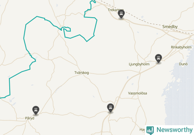 Karta över viltolyckor i Kalmar kommun