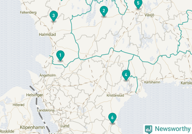 Karta över Markaryds kommun
