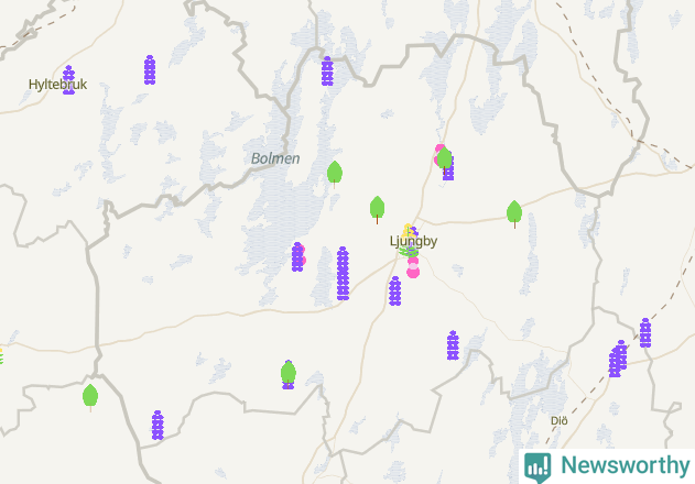 Karta över Ljungby kommun