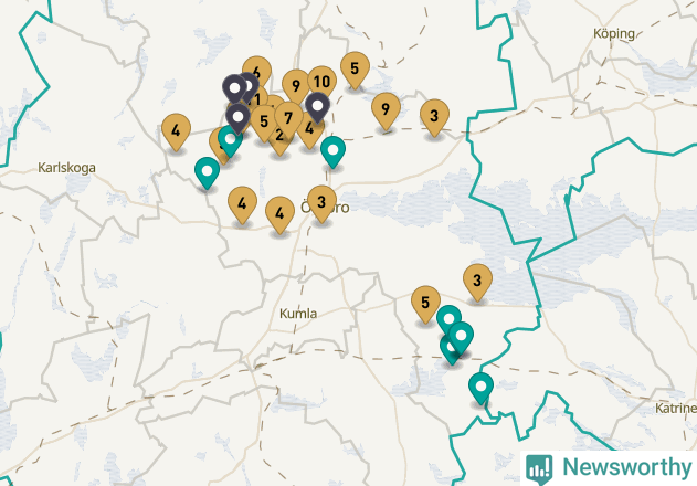 Karta över Örebro kommun