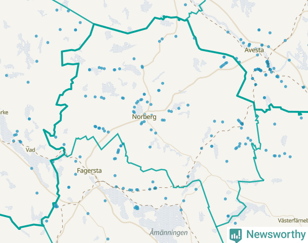Karta över Norbergs kommun