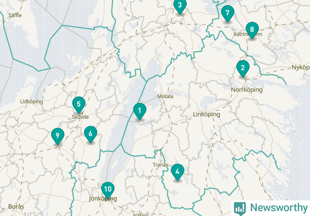 Karta över Motala kommun