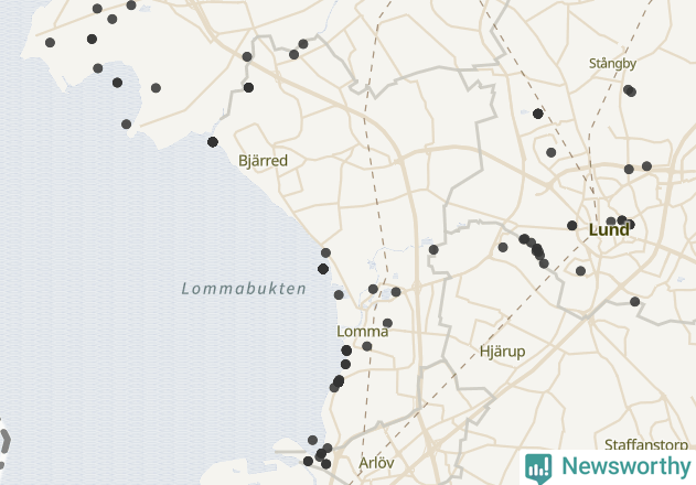Karta över Lomma kommun